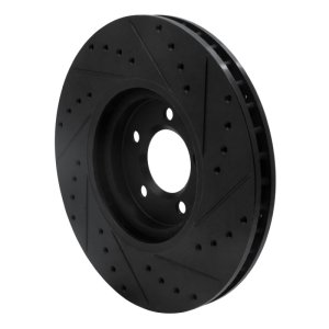 Jaguar S-Type Brake Rotor (1) - Front Left - R1 Concepts - Drilled & Slotted - Black - `03-`05